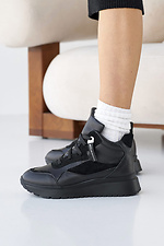 Black leather winter sneakers for women  2505113 photo №6