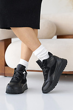 Czarne, skórzane sneakersy damskie na zimę  2505113 zdjęcie №7