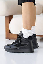 Black leather winter sneakers for women  2505113 photo №8
