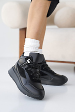 Black leather winter sneakers for women  2505113 photo №9