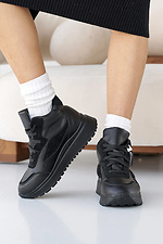 Black leather winter sneakers for women  2505113 photo №10