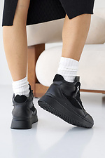 Black leather winter sneakers for women  2505113 photo №11