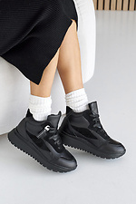 Black leather winter sneakers for women  2505113 photo №12
