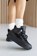 Black leather winter sneakers for women  2505113 photo №14