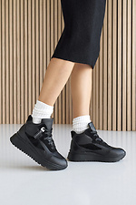 Black leather winter sneakers for women  2505113 photo №15
