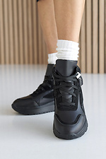 Black leather winter sneakers for women  2505113 photo №16
