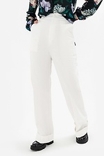 Straight trousers with arrows and cuffs, white Garne 3041113 photo №1