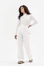 Straight trousers with arrows and cuffs, white Garne 3041113 photo №3