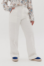 Straight trousers with arrows and cuffs, white Garne 3041113 photo №7