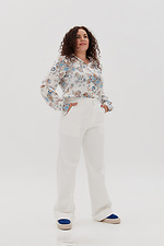 Straight trousers with arrows and cuffs, white Garne 3041113 photo №9