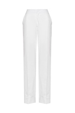 Straight trousers with arrows and cuffs, white Garne 3041113 photo №12