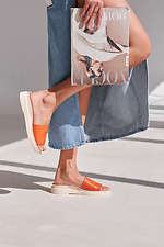Orangefarbene Leder-Flip-Flops für Damen  4206113 Foto №3