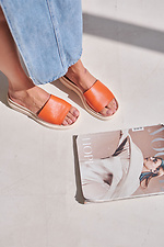 Orangefarbene Leder-Flip-Flops für Damen  4206113 Foto №4