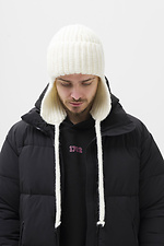 Men's Knitted Hat with Earflaps Weasley White Without 8056113 photo №2