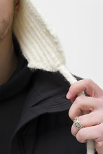 Men's Knitted Hat with Earflaps Weasley White Without 8056113 photo №5