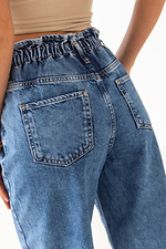 Niebieskie dżinsy z szerokimi nogawkami i guzikami z wysokim stanem  4009114 zdjęcie №6