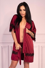 Burgundy wrap dressing gown short with lace Livia Corsetti 4026114 photo №1