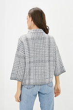Krótki sweter z domieszką wełny z symetrycznym wzorem i stójką  4038114 zdjęcie №3
