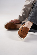 Wildleder rostfarbene Damen-Loafer  4207114 Foto №2
