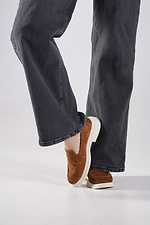 Wildleder rostfarbene Damen-Loafer  4207114 Foto №3
