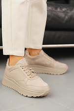Leather spring - autumn women's sneakers spring - autumn beige  2505115 photo №8