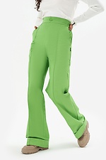 Proste spodnie ze strzałkami i mankietami w kolorze zielonym Garne 3041115 zdjęcie №1