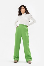 Straight pants with arrows and cuffs in green Garne 3041115 photo №2
