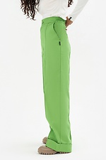 Прямі штани зі стрілками та відворотами зеленого кольору Garne 3041115 фото №3
