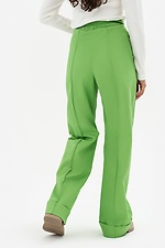 Прямі штани зі стрілками та відворотами зеленого кольору Garne 3041115 фото №4