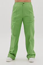 Прямі штани зі стрілками та відворотами зеленого кольору Garne 3041115 фото №6