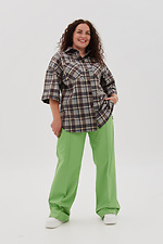 Прямі штани зі стрілками та відворотами зеленого кольору Garne 3041115 фото №7