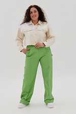 Прямі штани зі стрілками та відворотами зеленого кольору Garne 3041115 фото №8