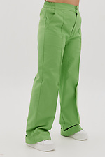 Прямі штани зі стрілками та відворотами зеленого кольору Garne 3041115 фото №9