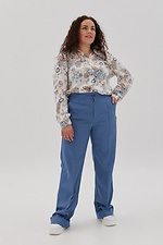 Straight trousers with arrows and cuffs, blue Garne 3041116 photo №6