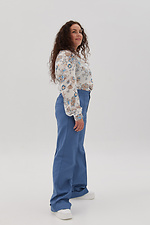 Straight trousers with arrows and cuffs, blue Garne 3041116 photo №7
