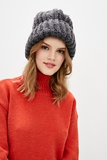 Volumetric knitted hat for the winter with a wide lapel  4038116 photo №1