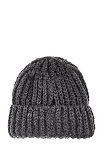Об'ємна в'язана шапка на зиму з широким відворотом  4038116 фото №2