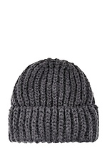 Об'ємна в'язана шапка на зиму з широким відворотом  4038116 фото №3