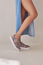 Leopard suede sandals with buckles on a white sole 4206116 photo №1