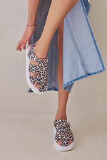 Leopard suede sandals with buckles on a white sole 4206116 photo №2
