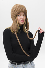 Жіноча В'язана Шапка Вушанка Weasley Brown Without 8056116 фото №1
