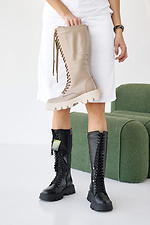 Damen-Winterstiefel aus Leder, schwarz. 2505118 Foto №3