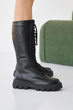 Damskie skórzane buty zimowe w kolorze czarnym.  2505118 zdjęcie №6