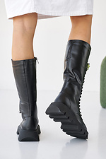 Damen-Winterstiefel aus Leder, schwarz. 2505118 Foto №7