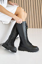 Damen-Winterstiefel aus Leder, schwarz. 2505118 Foto №9
