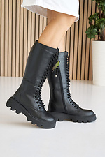 Damen-Winterstiefel aus Leder, schwarz. 2505118 Foto №11