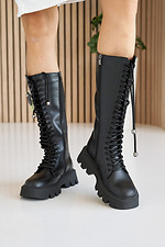 Damen-Winterstiefel aus Leder, schwarz. 2505118 Foto №12