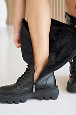 Damen-Winterstiefel aus Leder, schwarz. 2505118 Foto №13