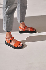 Orange sandals on a black sole with buckle  4206119 photo №1