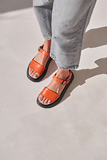 Orange sandals on a black sole with buckle  4206119 photo №2